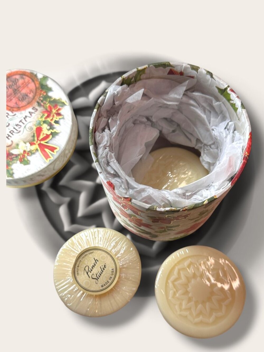 Merry Christmas Gift Box With 3 Cranberry Scented Soaps Punch Studio Keepsake